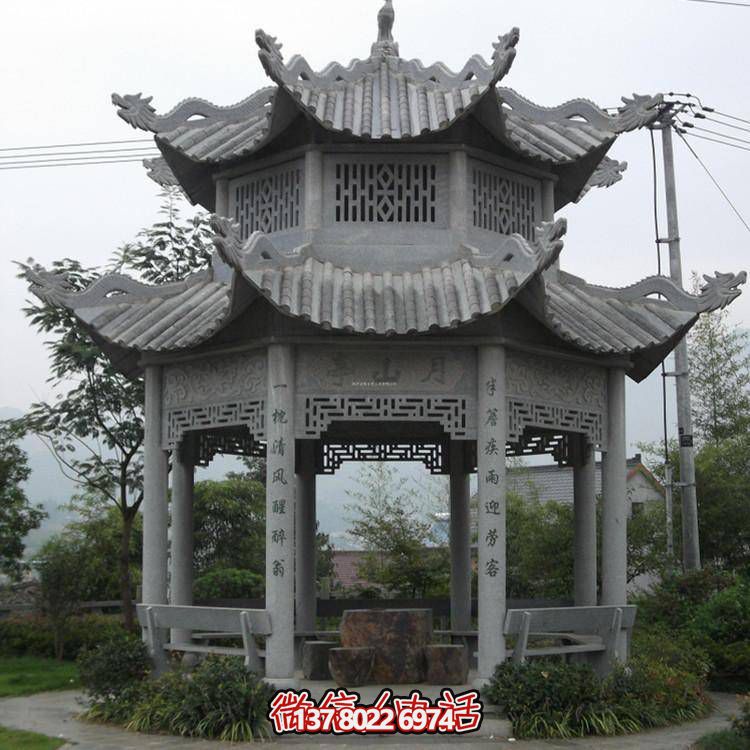 仿古青石涼亭，美觀大方，雕塑精美