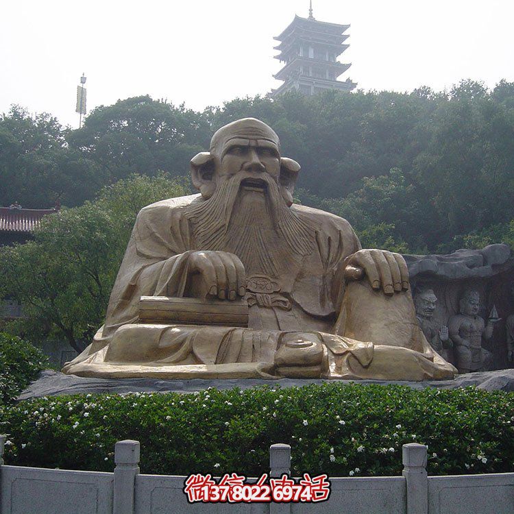 廣場(chǎng)景區(qū)大型銅雕老子，戶外仿銅古代人物雕塑
